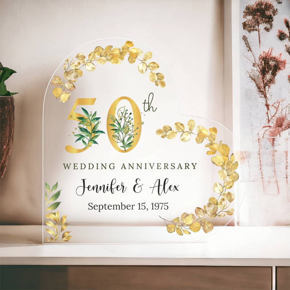 50th Anniversary Acrylic Heart Plaque