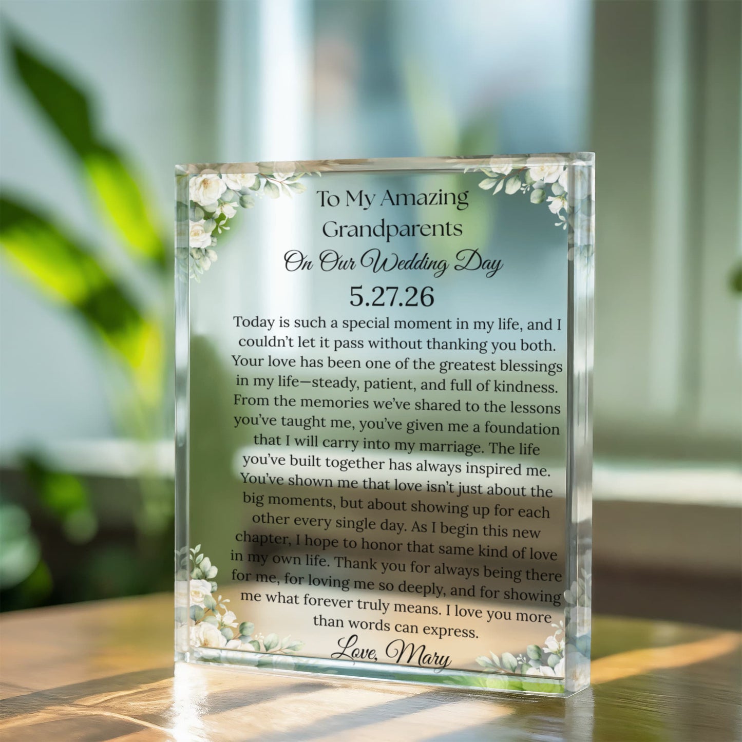To My Grandparents On My Wedding Day