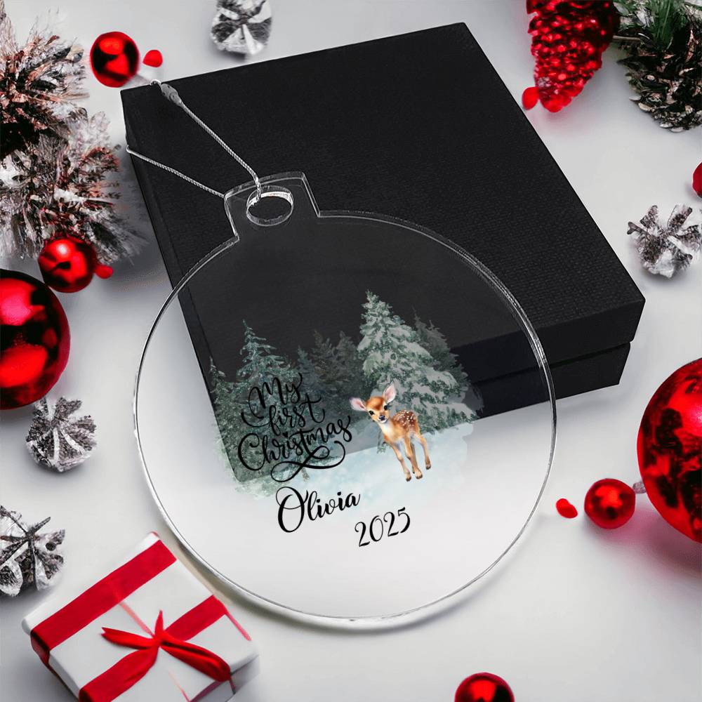 Baby's 1st Christmas Woodland Deer Acrylic Ornament