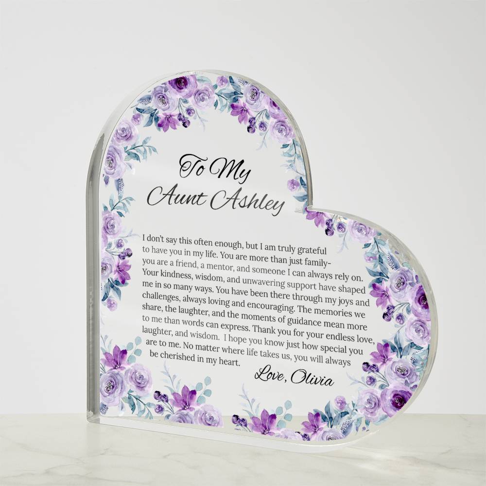 Personalized Aunt Acrylic Heart Plaque