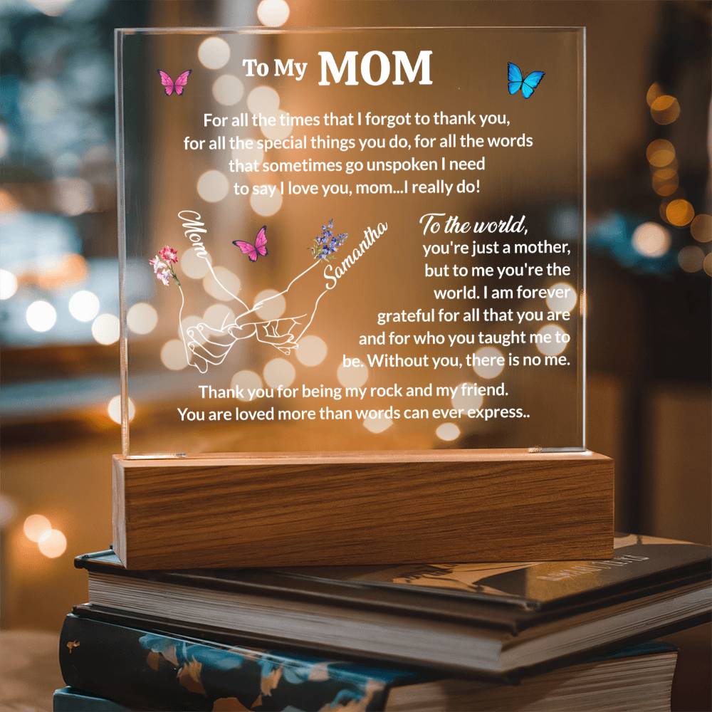 Personalized Mom and Daughter Birthflower Led Lighted Plaque Gift