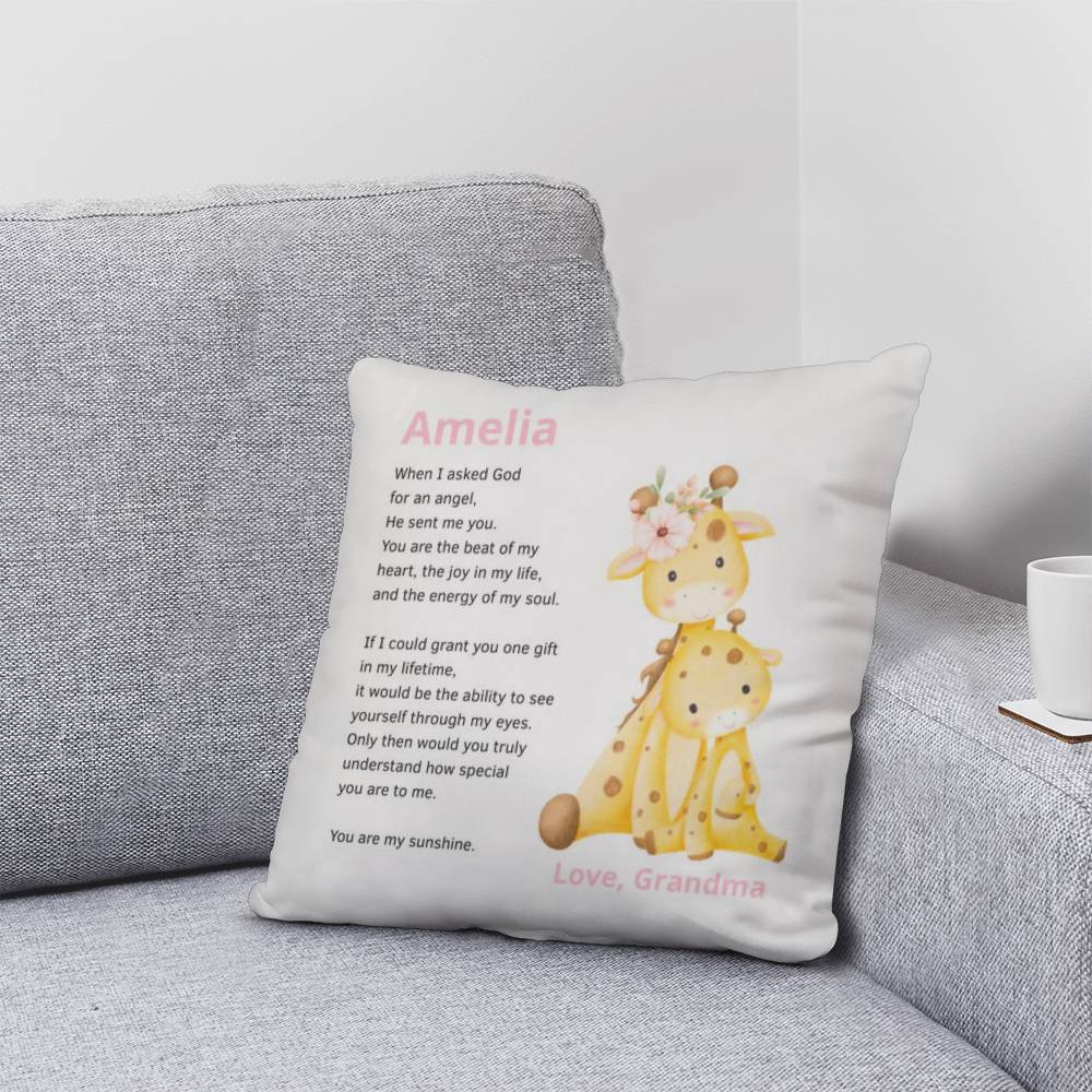 Granddaughter Personalized Giraffe Pillow
