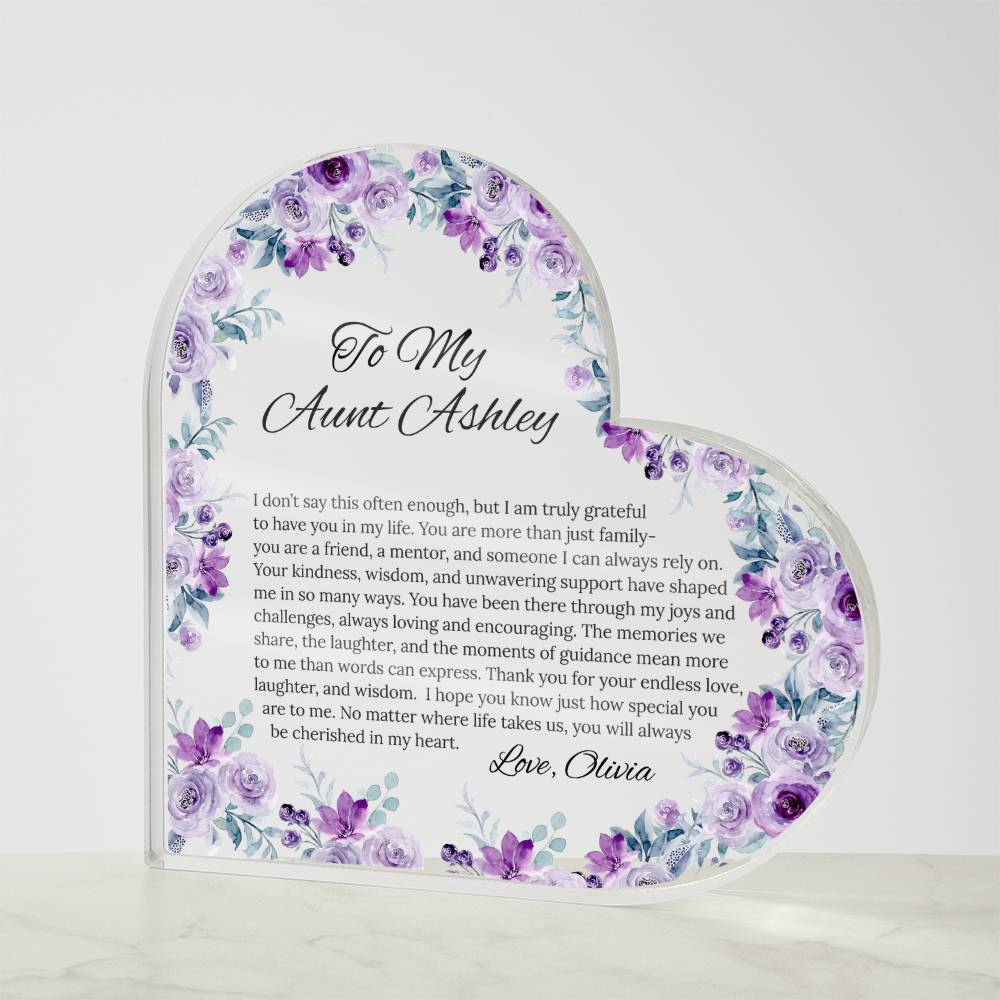Personalized Aunt Acrylic Heart Plaque