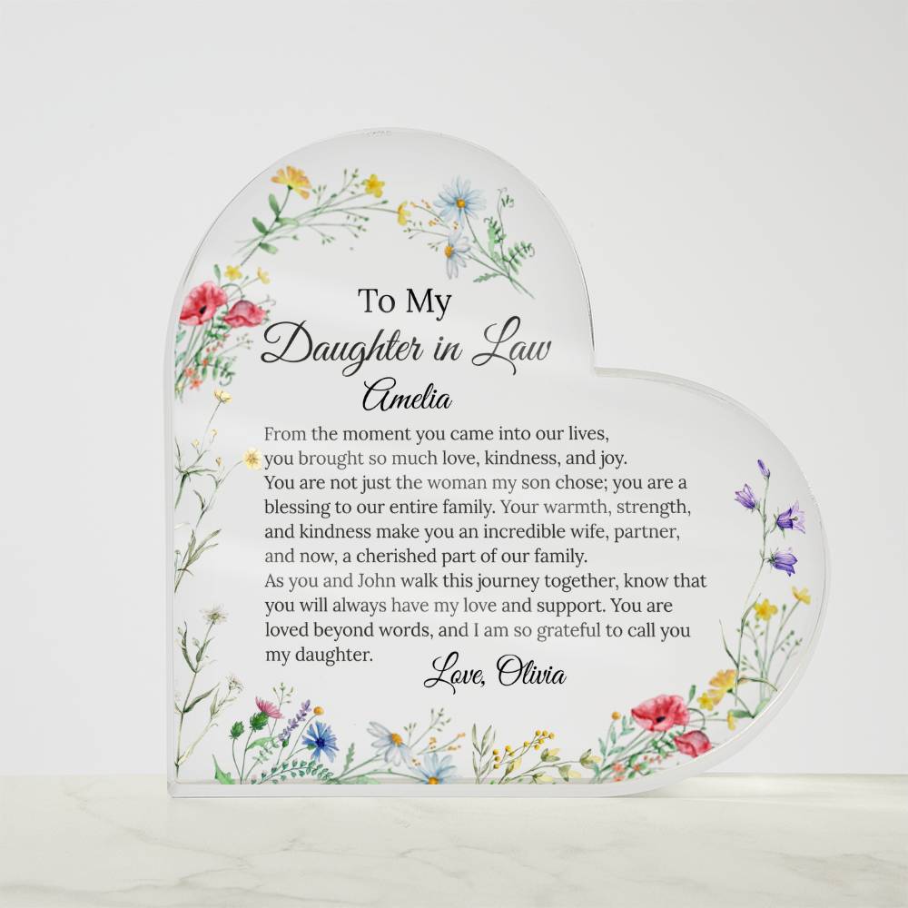 Personalized Heart Acrylic Plaque Gift for Daughter-In-Law
