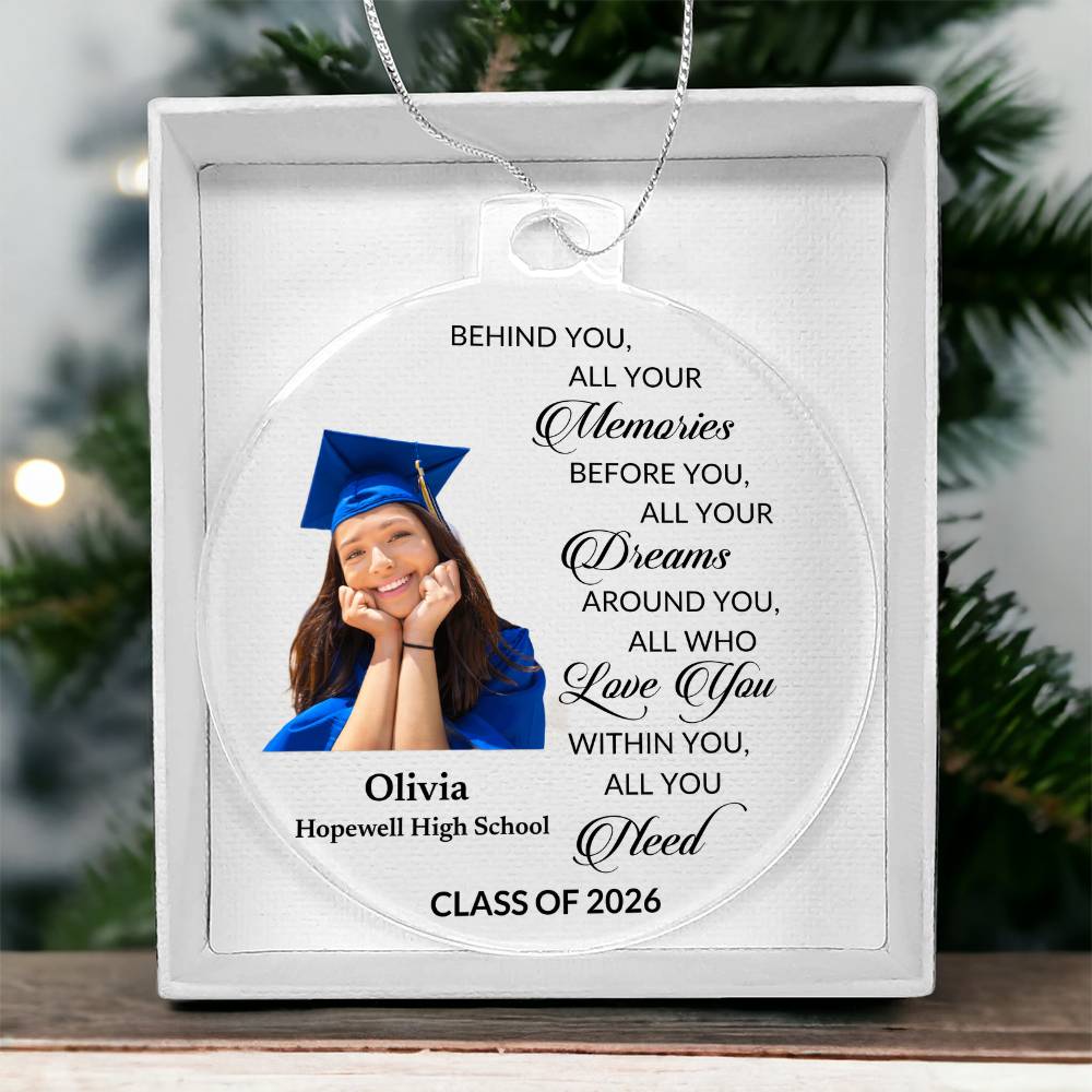 Graduation Photo Ornament 2025 2026, Personalized Graduation Keepsake, Class of 2025 2026 Gift, High School Grad Gift