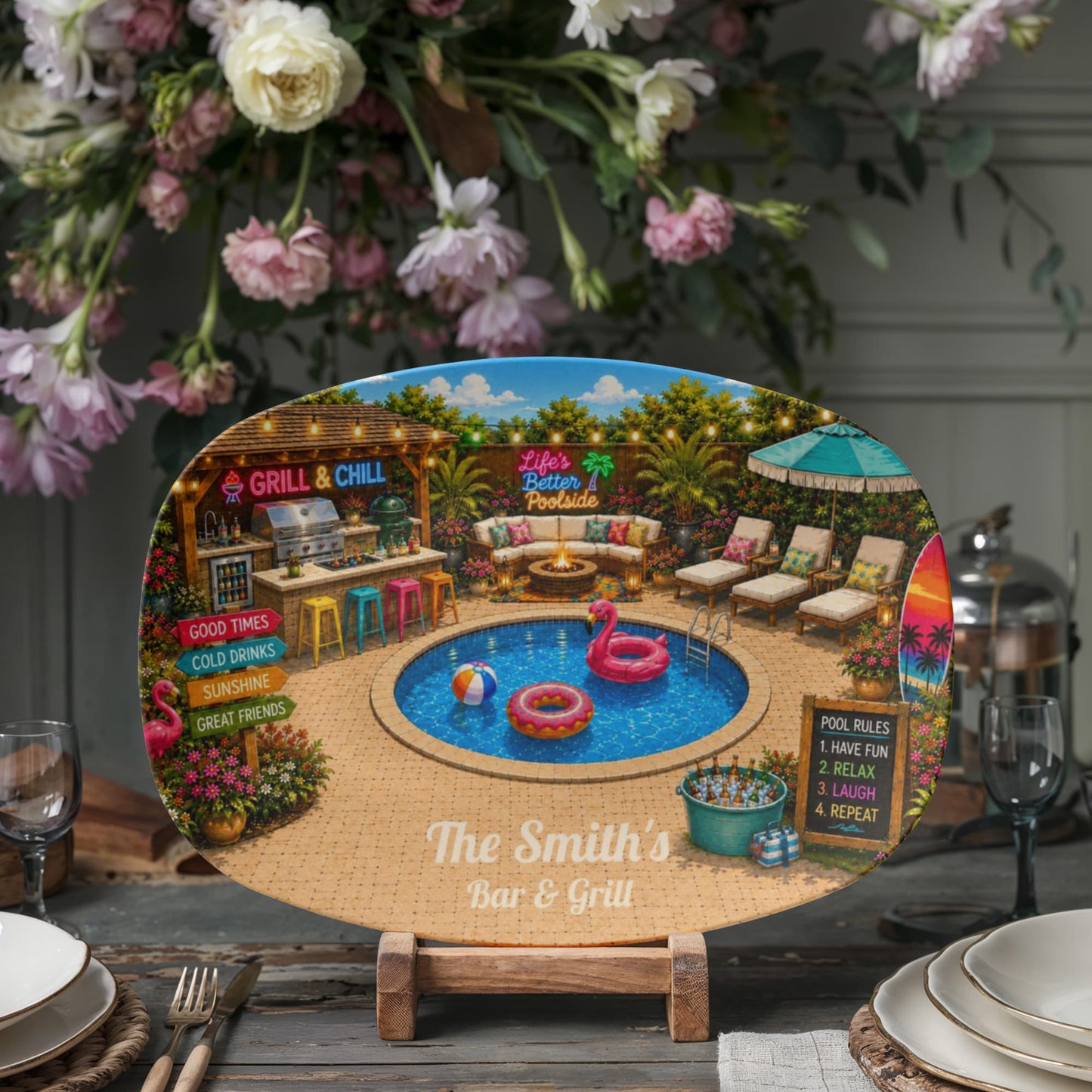 Personalized Backyard Pool & Patio Serving Tray