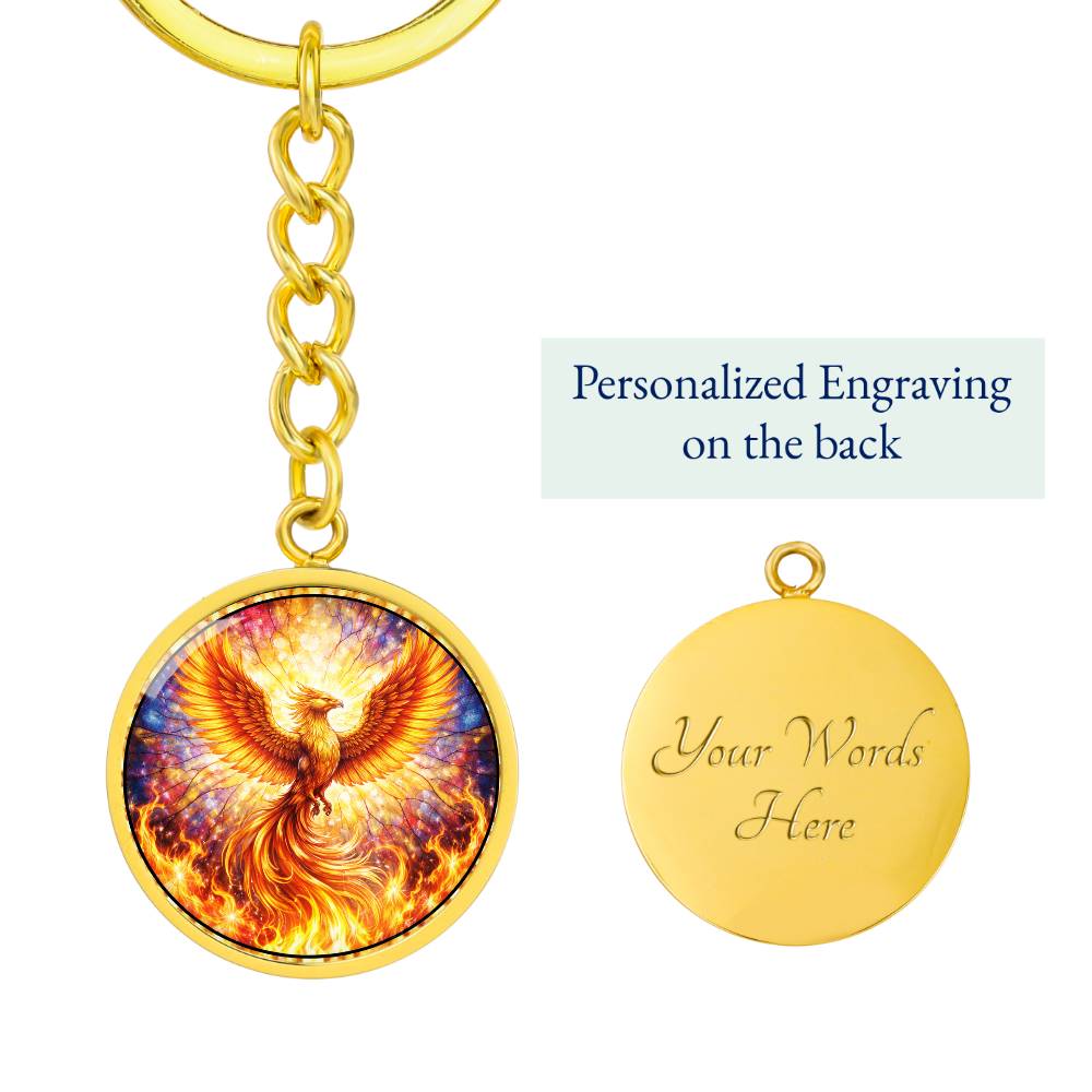 Rising Phoenix Personalized Engraved Necklace Bracelet or Keychain