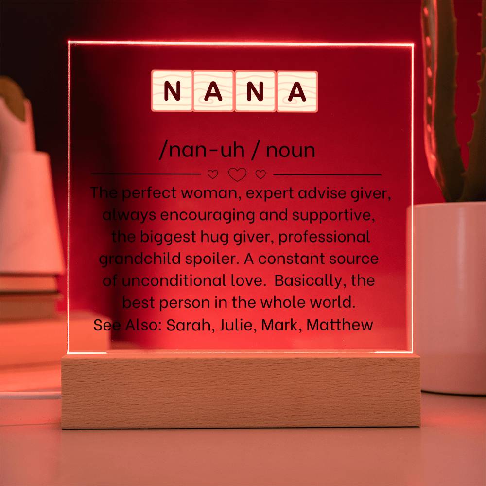 Custom Nana Acrylic Plaque Gift for Grandmother