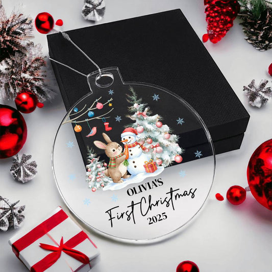 Baby's First Christmas Ornament, Personalized Acrylic Keepsake, Boy or Girl, Gift for New Parents, 2025 Baby Ornament