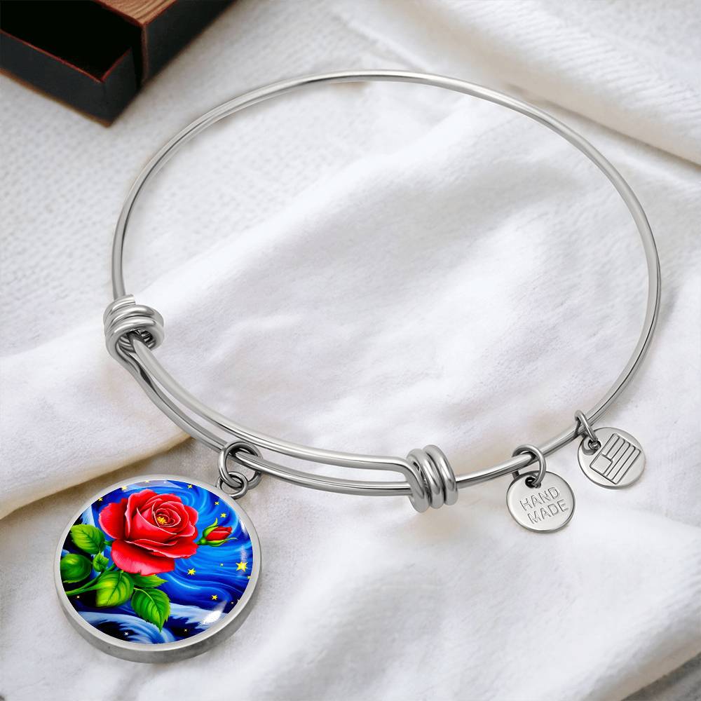 Rose Starry Sky Engraved Pendant Necklace