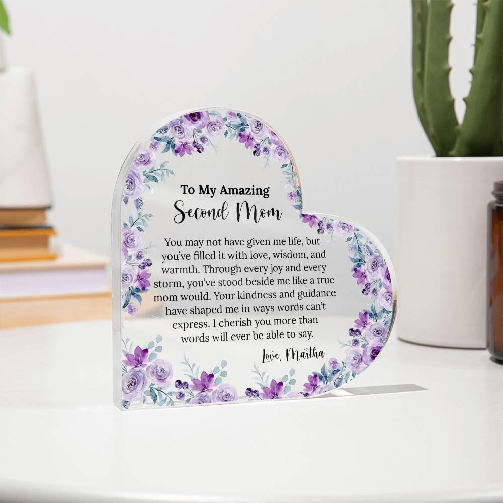 Personalized Second Mom Heart Plaque