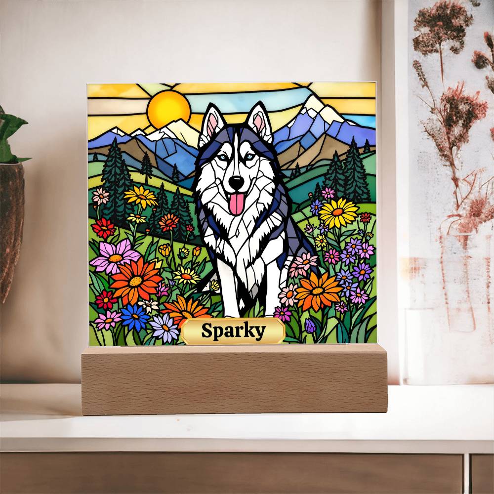 Husky Dog Lighted Plaque
