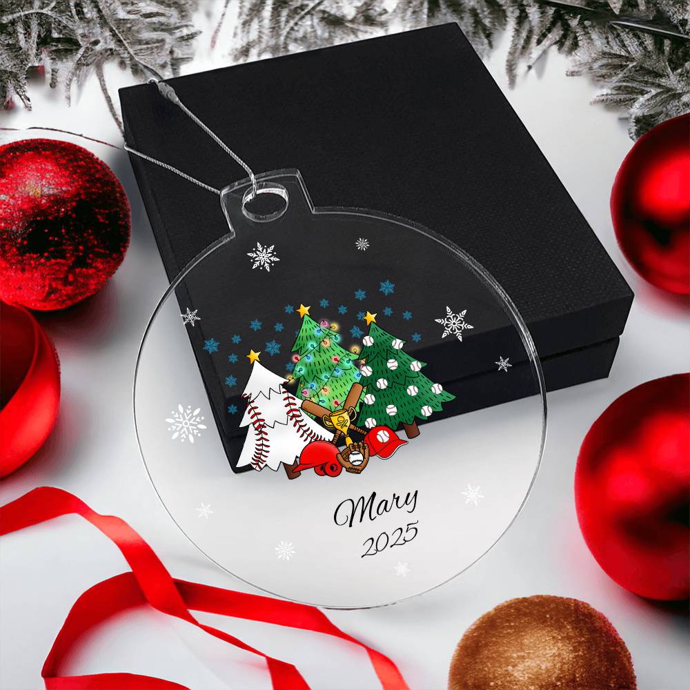 Baseball Christmas Trees Acrylic Ornament Plaque
