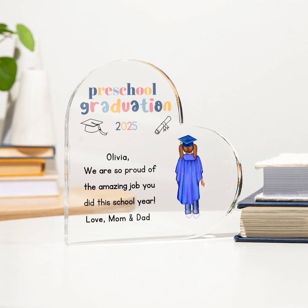 Personalized Preschool Graduation Heart Plaque Gift