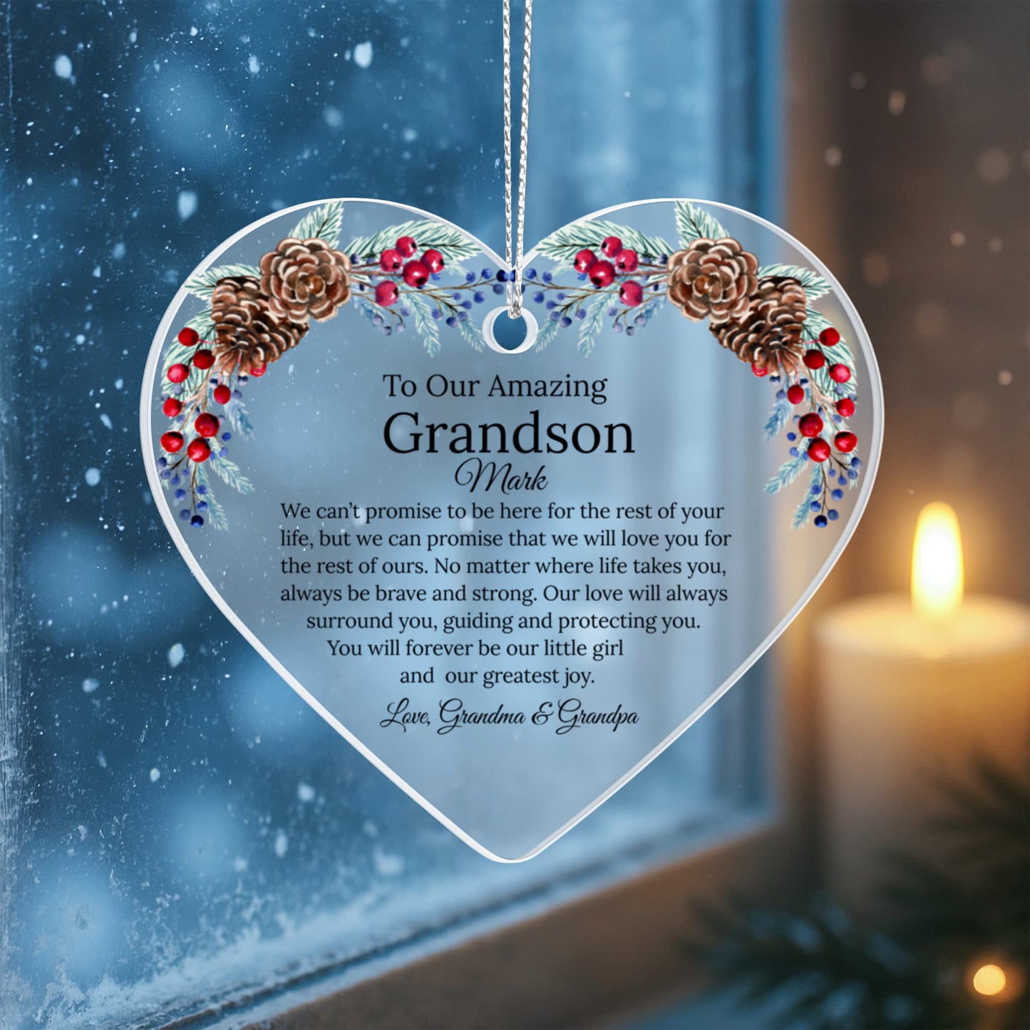 Grandson Acrylic Heart Ornament