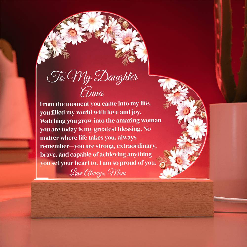 Personalized Daughter Lighted Acrylic Heart Plaque