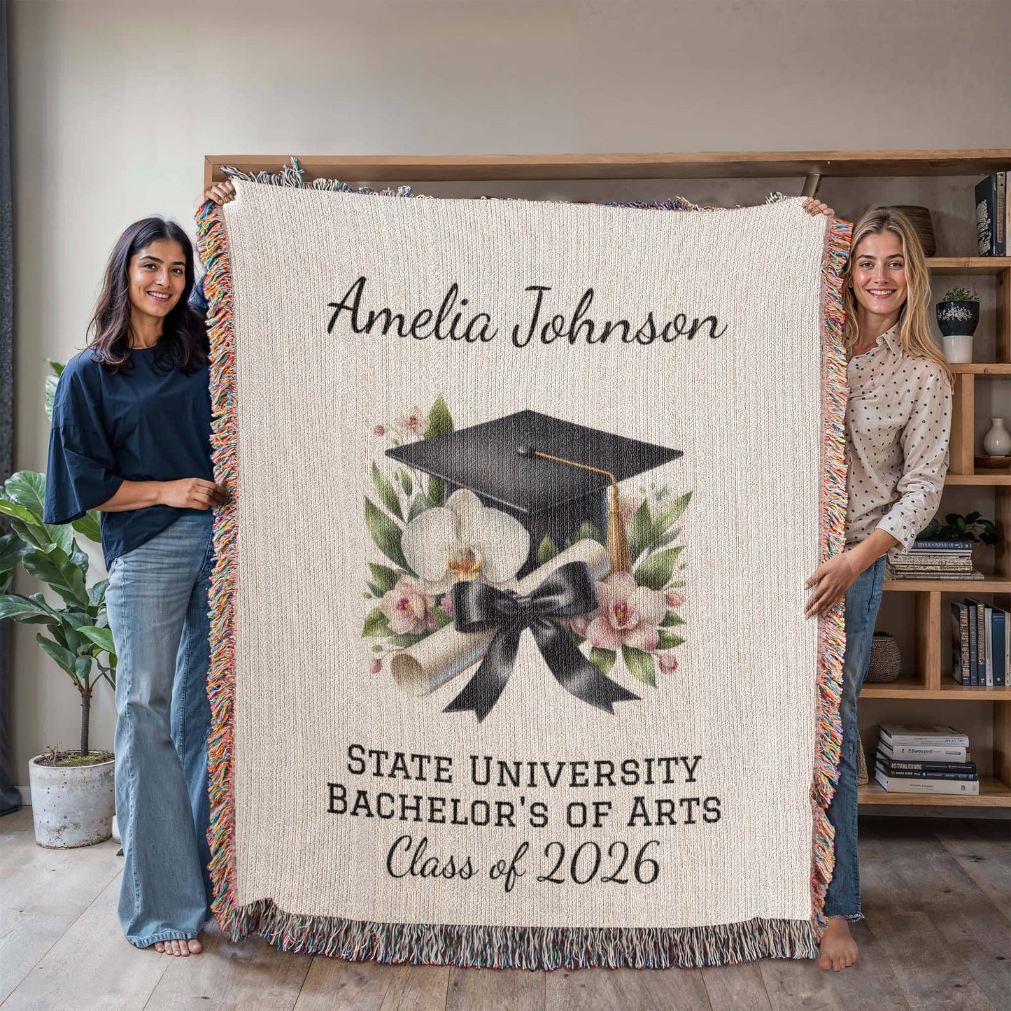 College Graduation Throw Blanket, Class of 2026 Keepsake, Custom Graduate Blanket, Graduation Gift Idea