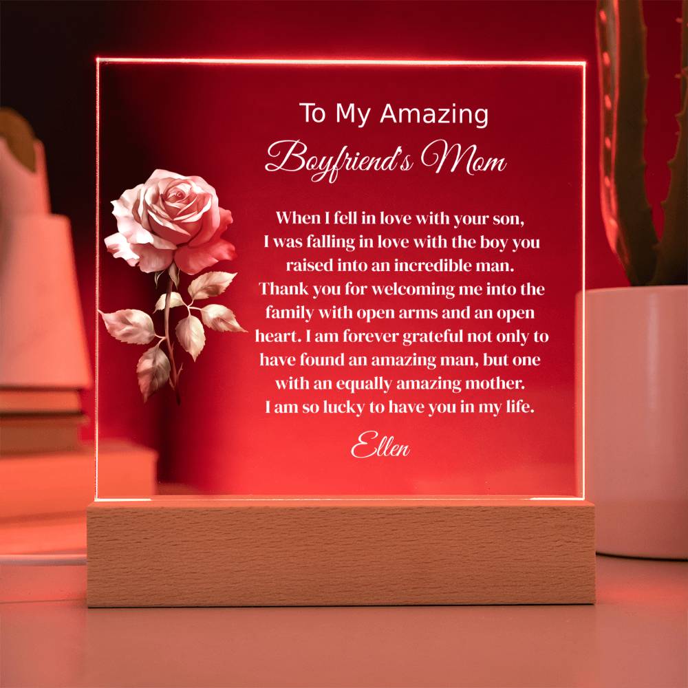 Personalized Boyfriend's Mom Lighted Plaque