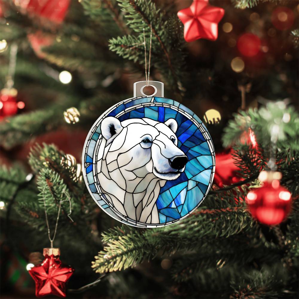 Polar Bear Stained Glass Ornament