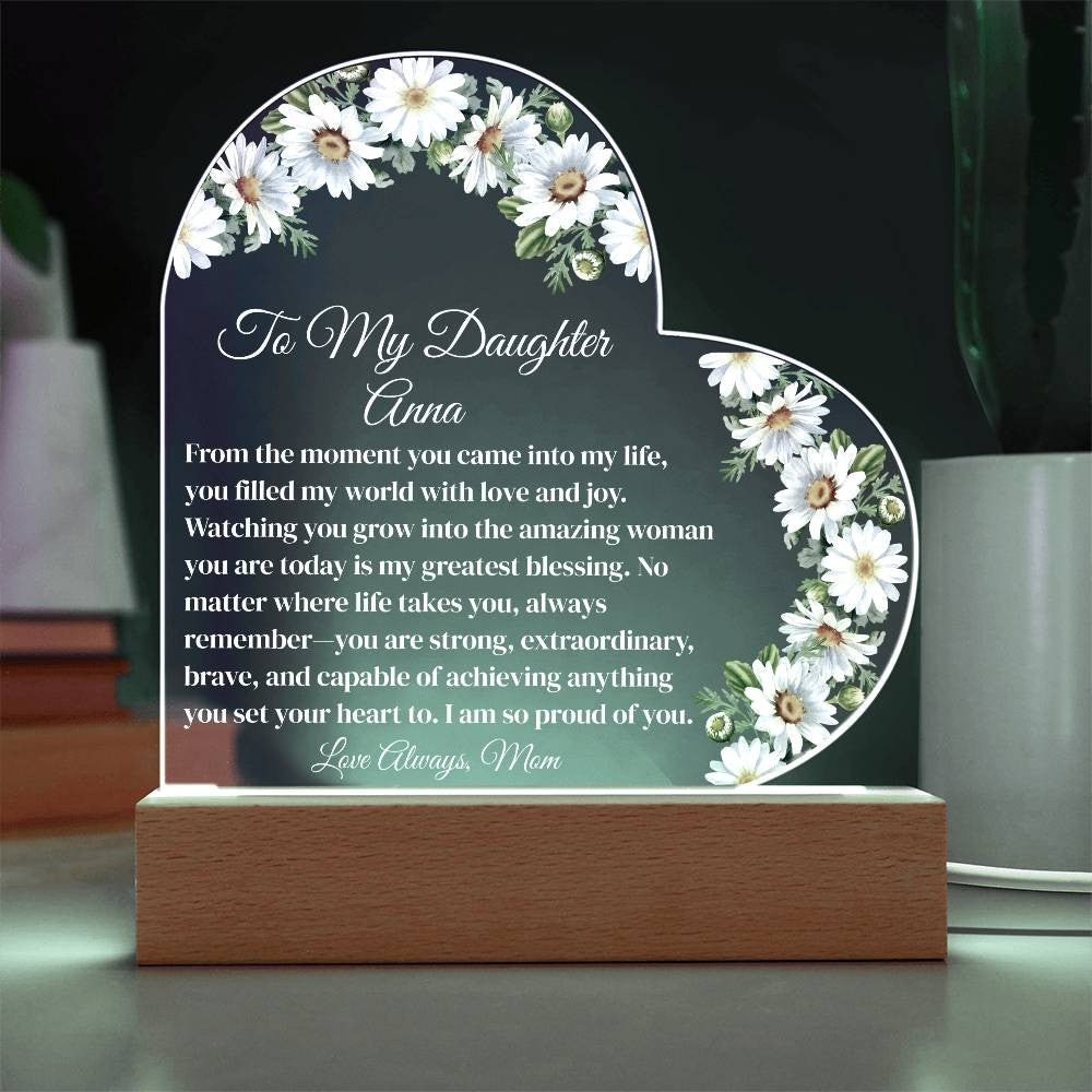 Personalized Daughter Lighted Acrylic Heart Plaque