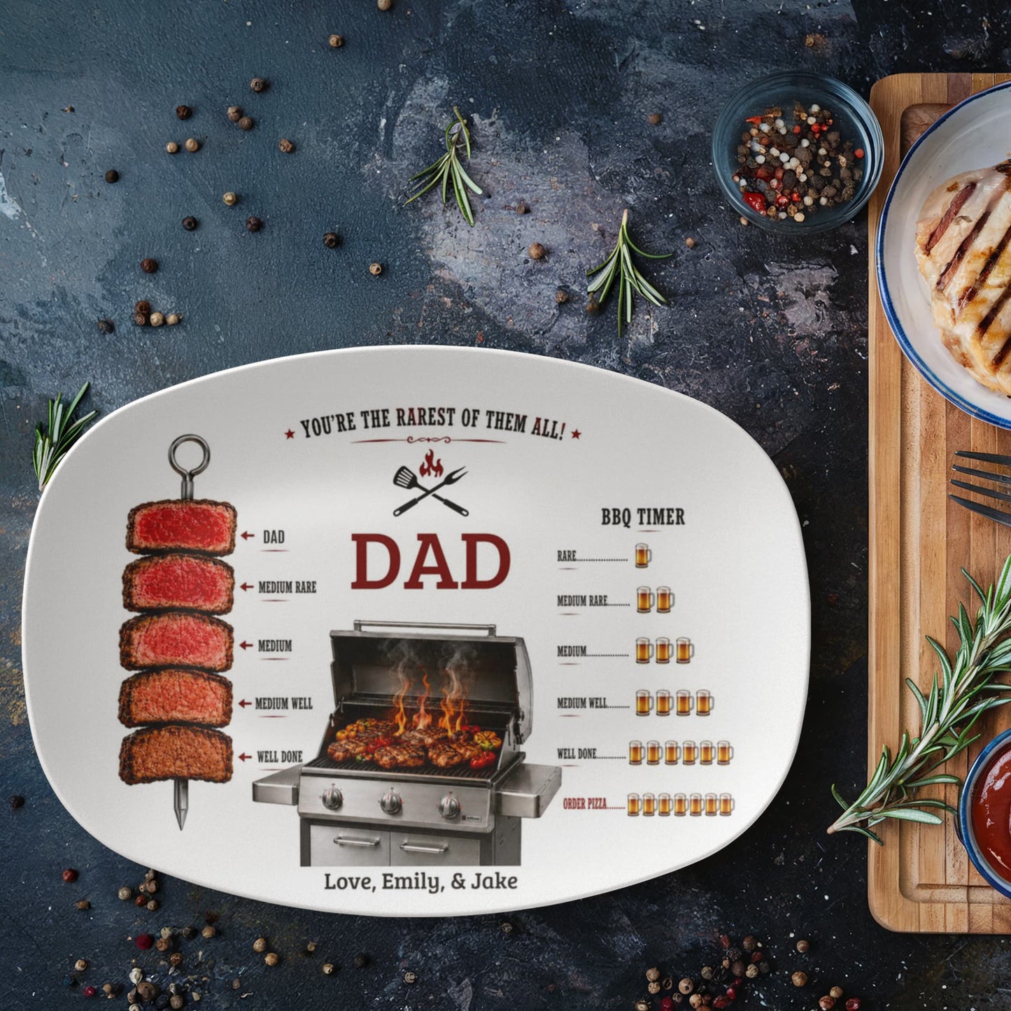 Rarest Dad Ever BBQ Plate, Funny Beer Loving Dad Platter, Personalized BBQ Gift, Grill Master Present, , Fatherās Day Gift, BBQ Lover Plate