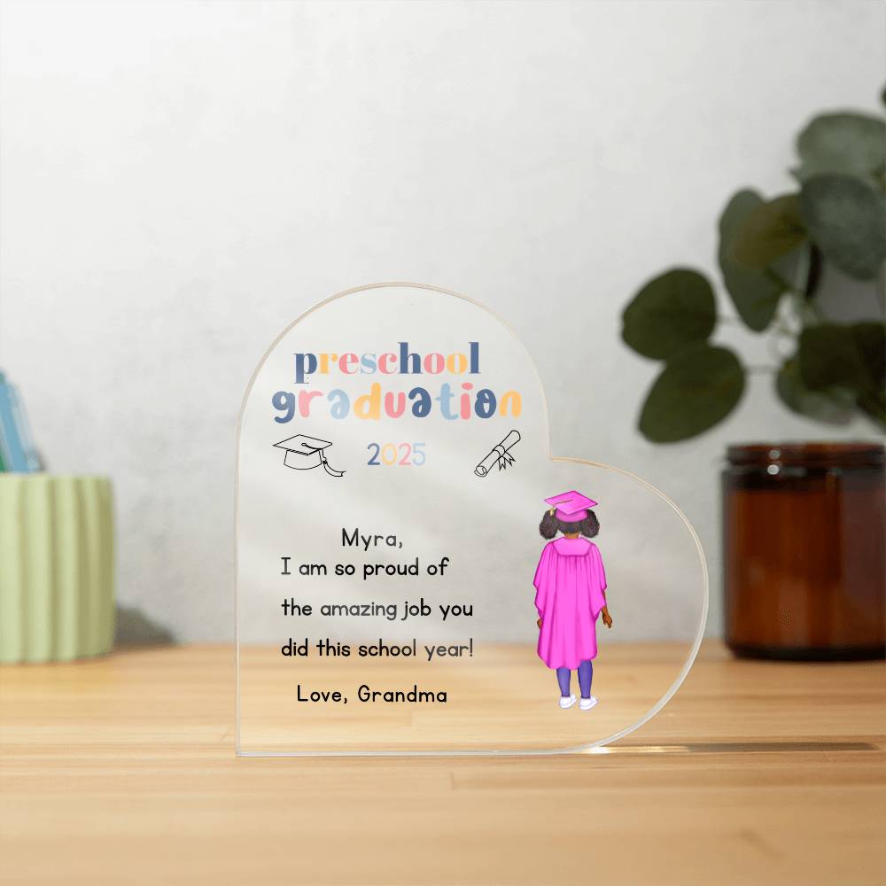 Personalized Preschool Graduation Heart Plaque Gift