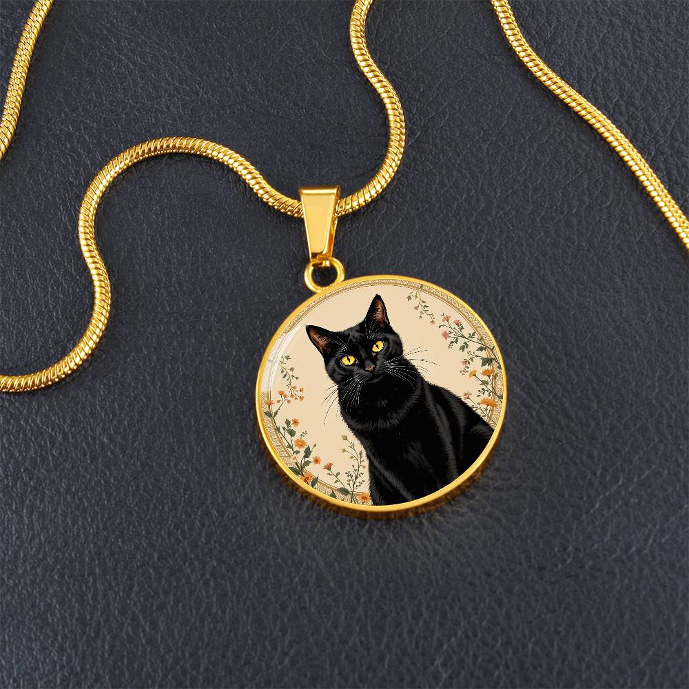 Personalized Black Cat Pendant Necklace