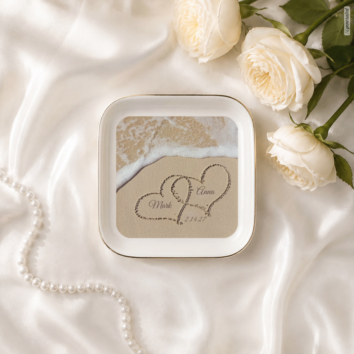 Beach Names in the Sand Couple Jewelry Dish