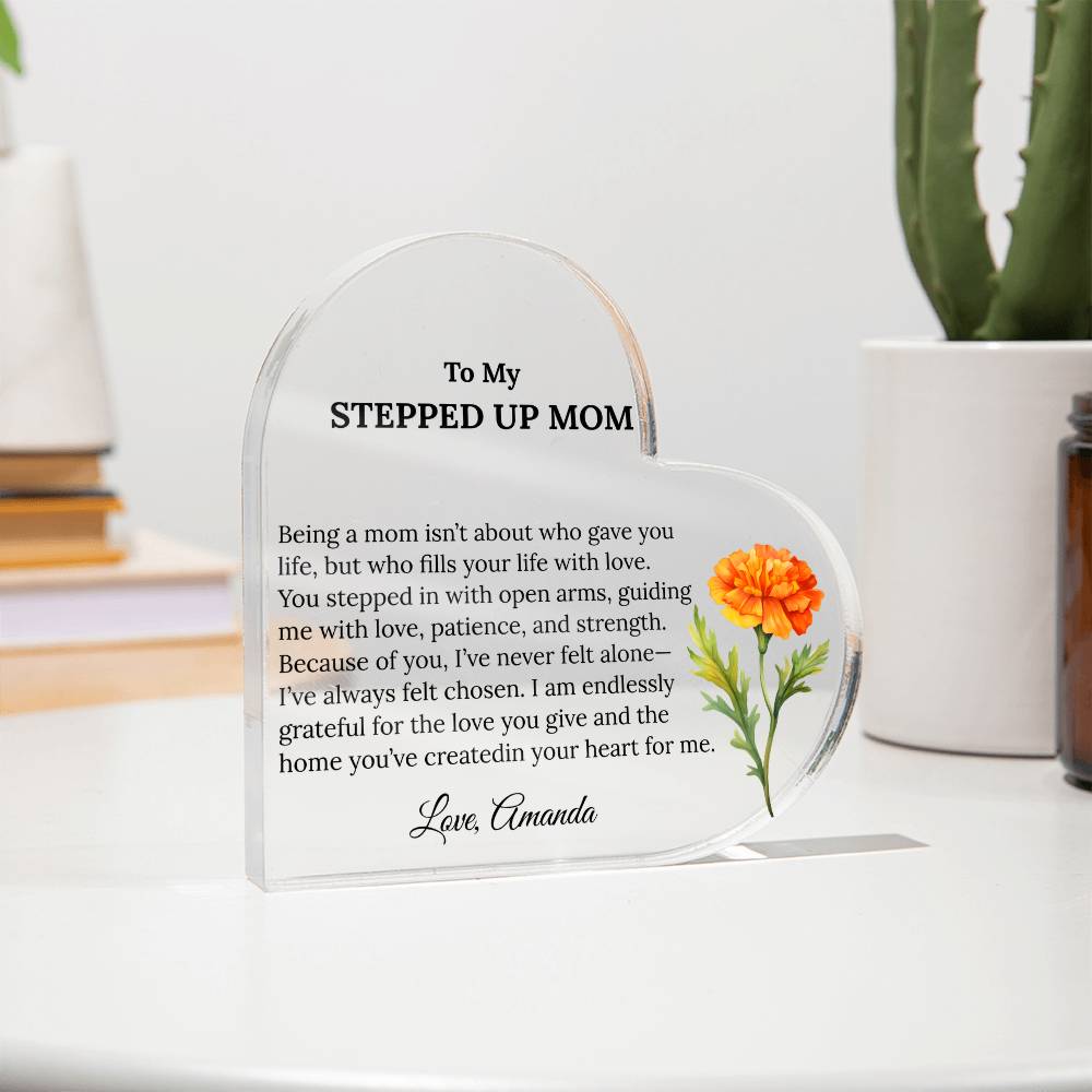 Personalized Stepped Up Mom Heart Plaque