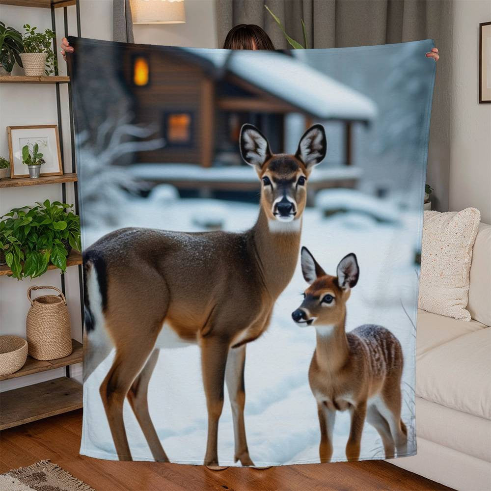 Deer and Fawn Woven Blanket