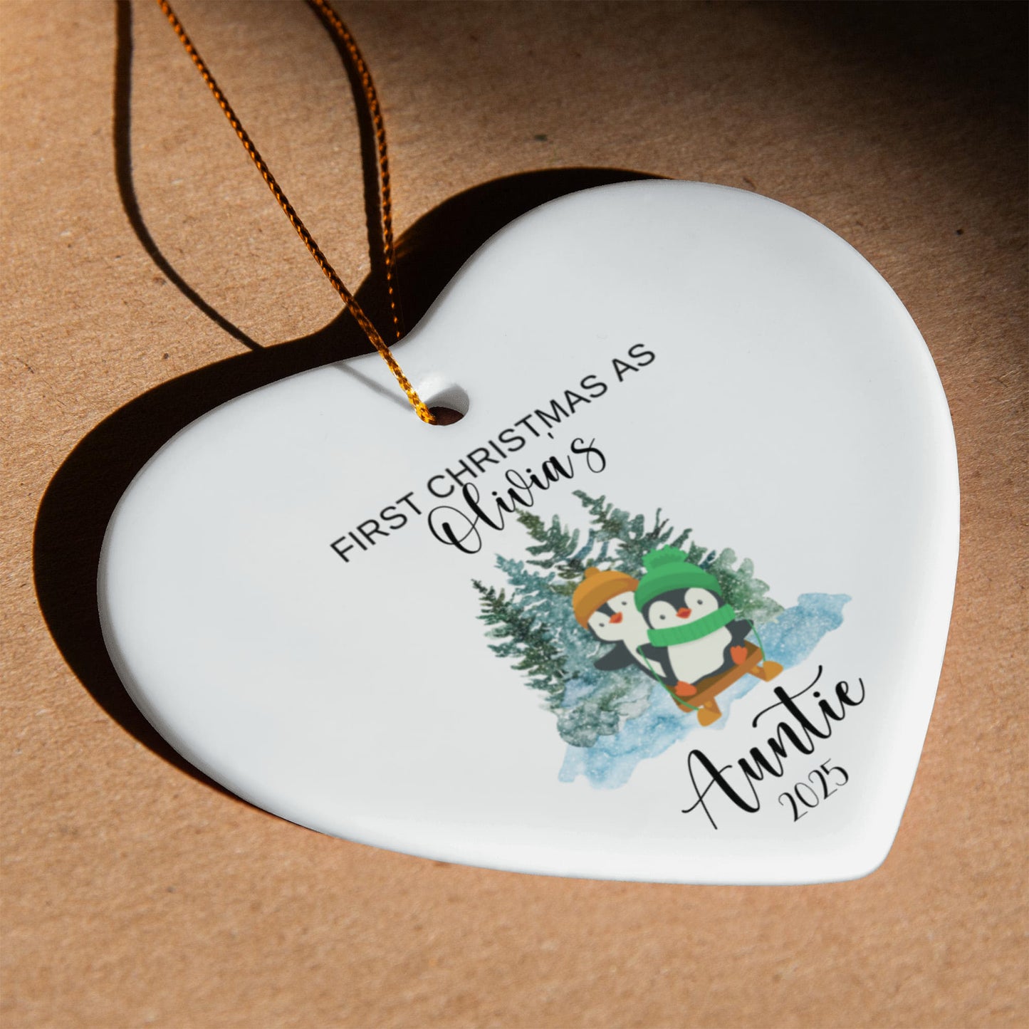 First Christmas As Aunt Heart Ornament