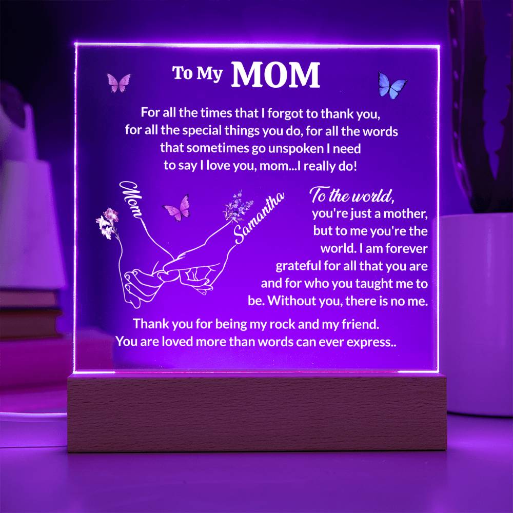 Personalized Mom and Daughter Birthflower Led Lighted Plaque Gift