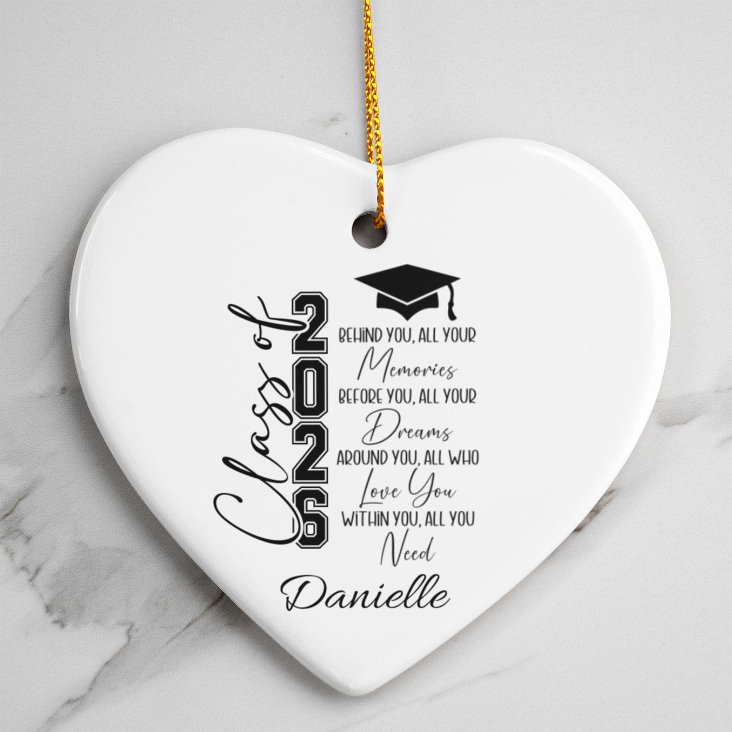 Class of 2026 Graduation Ceramic Heart Ornament