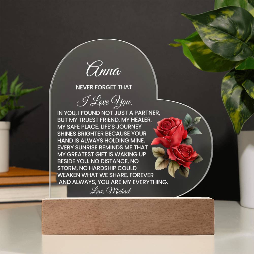 Wife LED Acrylic Heart Plaque