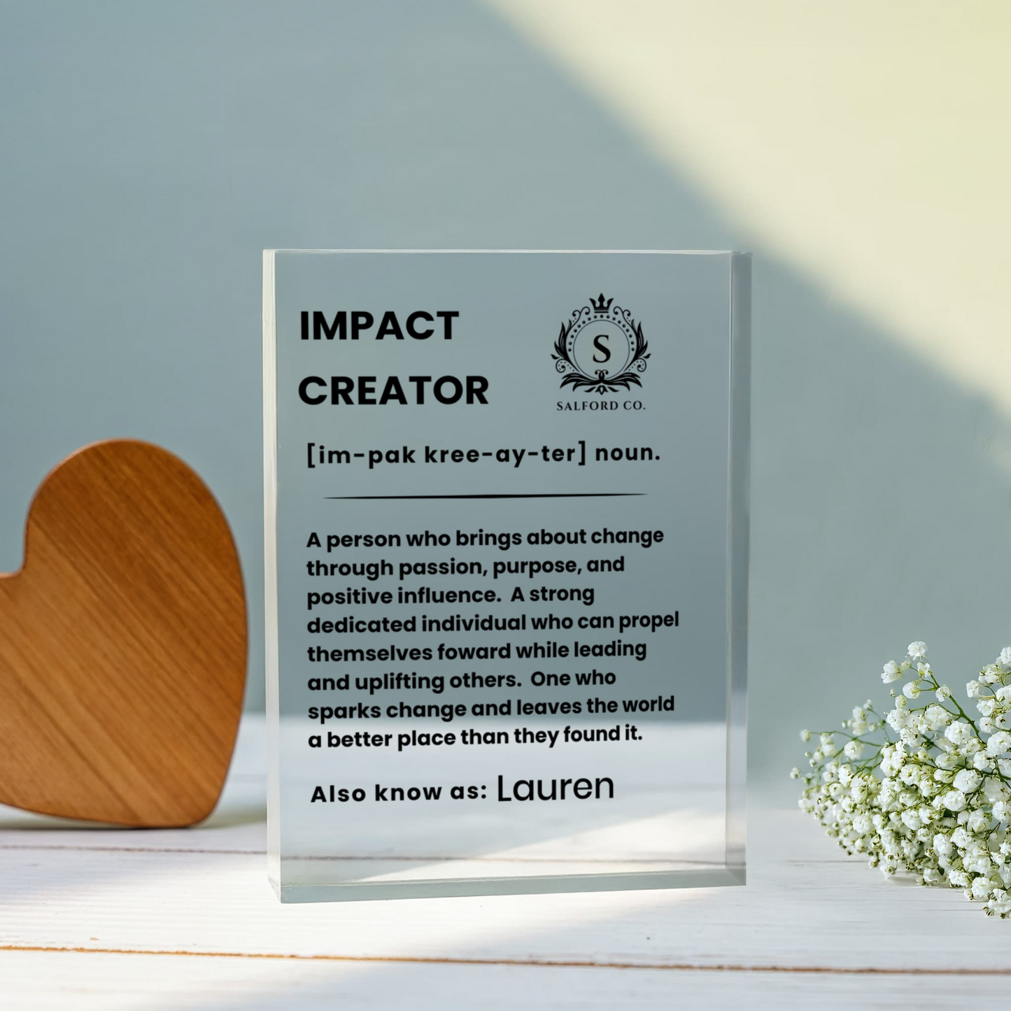 Impact Creator Acrylic Plaque with Optional Logo