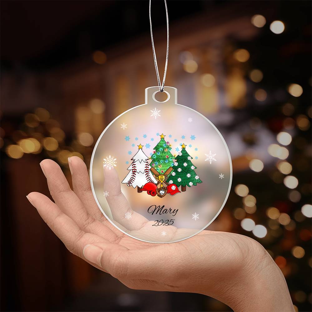 Baseball Christmas Trees Acrylic Ornament Plaque