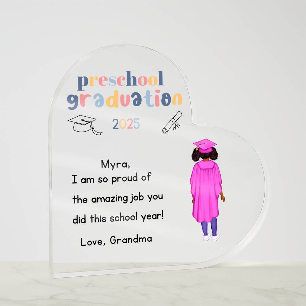 Personalized Preschool Graduation Heart Plaque Gift