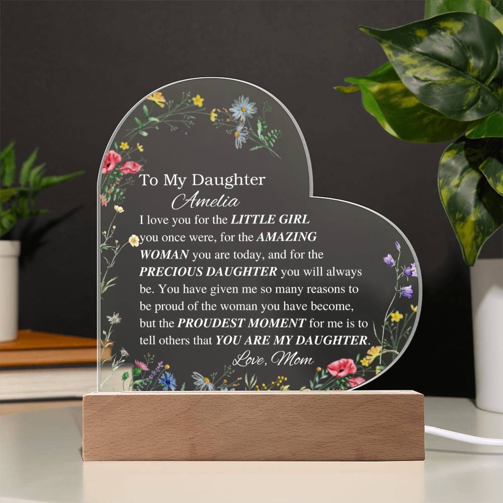 Personalized daughter Acrylic Heart Plaque