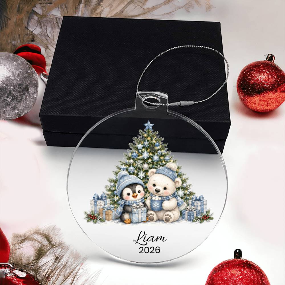 Polar Bear Penguin Kids Christmas Ornament