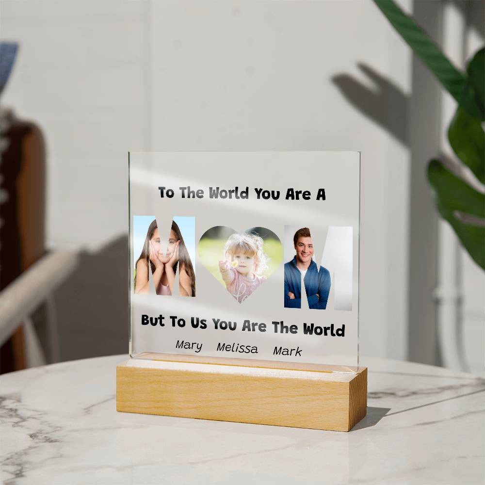 Mom Photo Acrylic Plaque with Kids Names-[Heartfelt Family Gift]