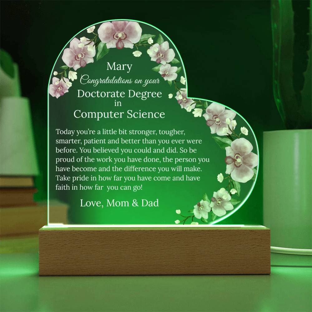 Personalized Doctorate Degree Graduation Plaque