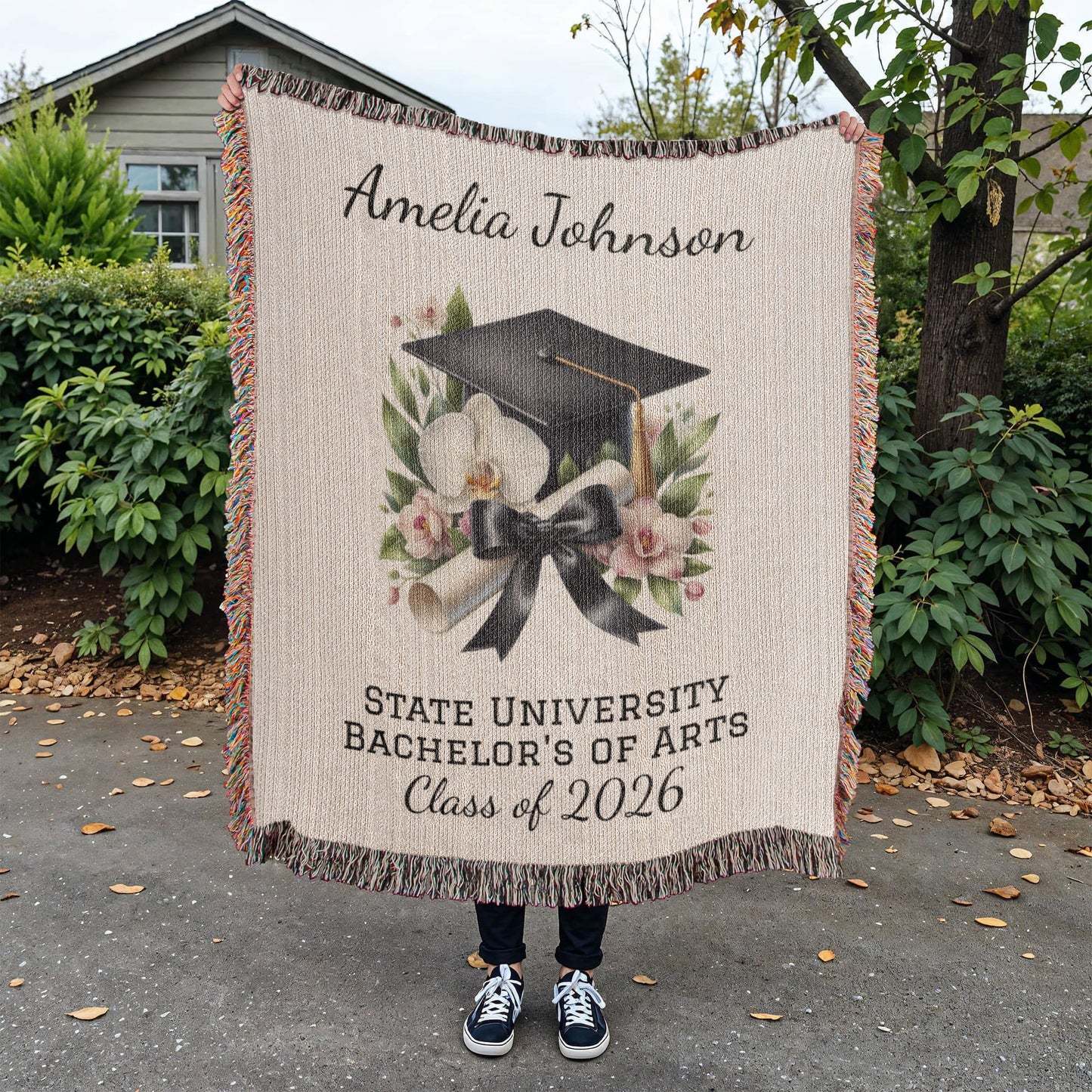 College Graduation Throw Blanket, Class of 2026 Keepsake, Custom Graduate Blanket, Graduation Gift Idea