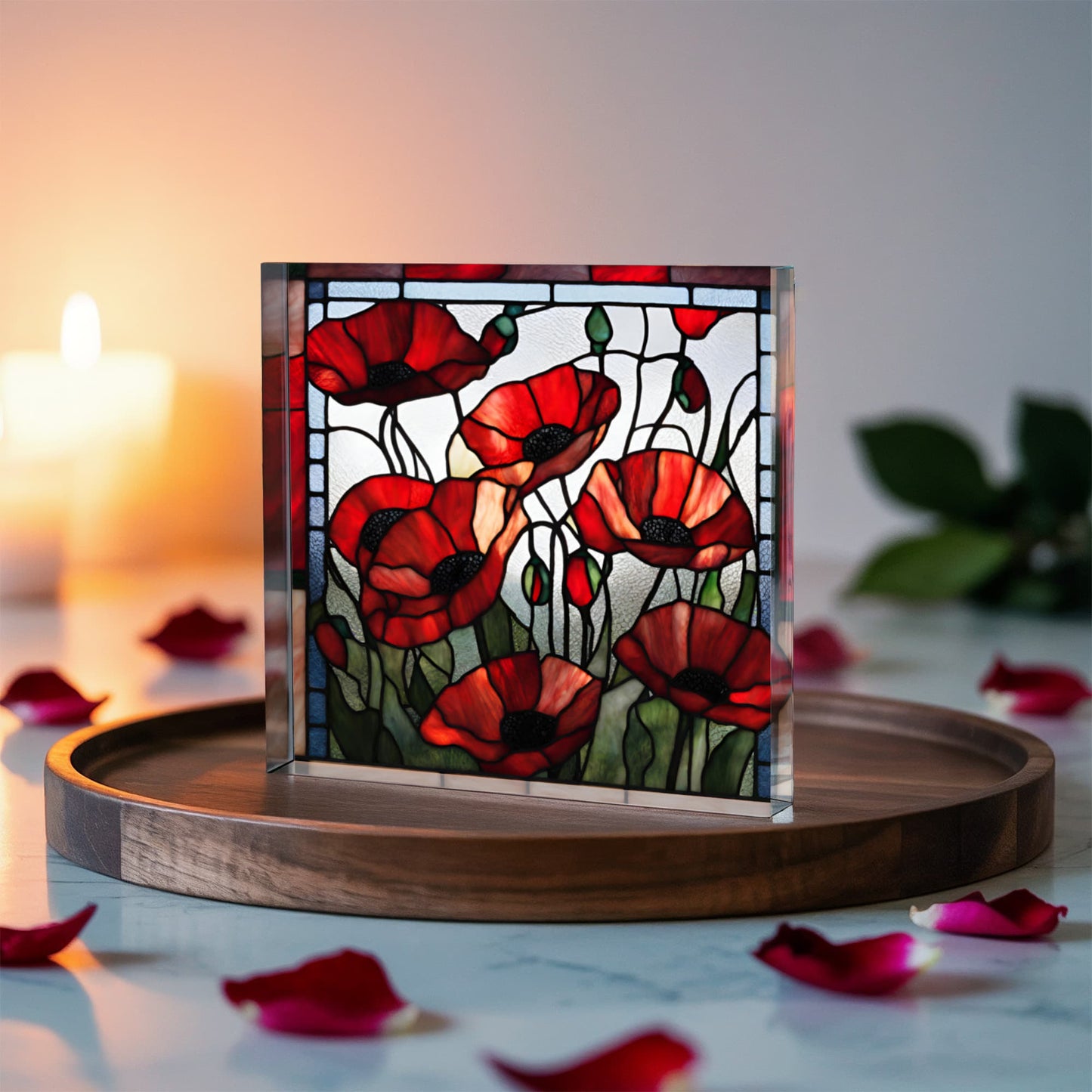 Poppy Stained Glass Acrylic Home Decor