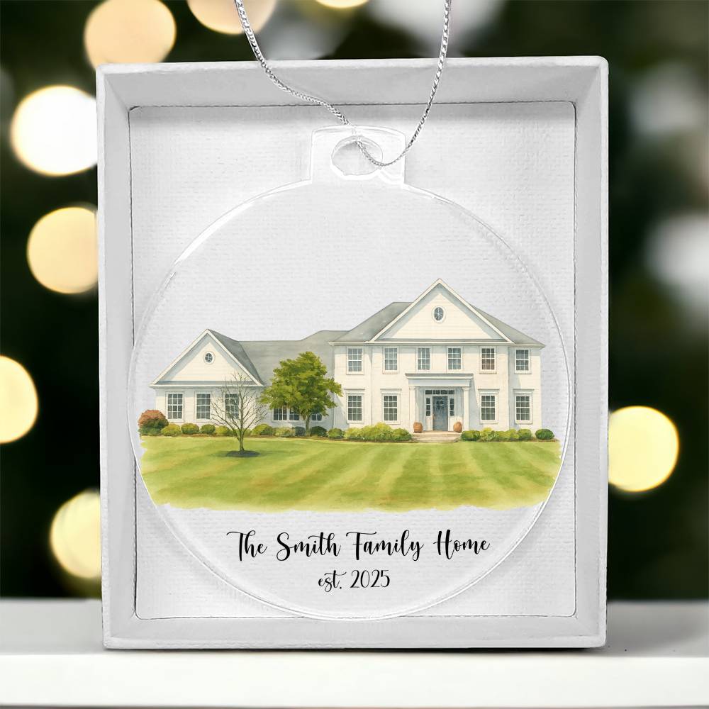 First Christmas In Our New Home Watercolor Portrait Ornament