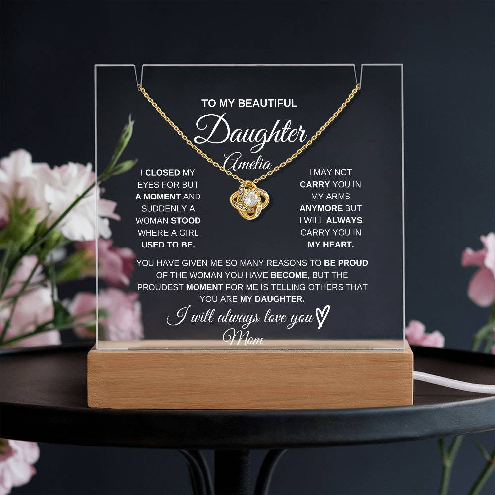 To My Daughter Acrylic Jewelry Holder and Necklace Gift Set-[Heartfelt Family Gift]