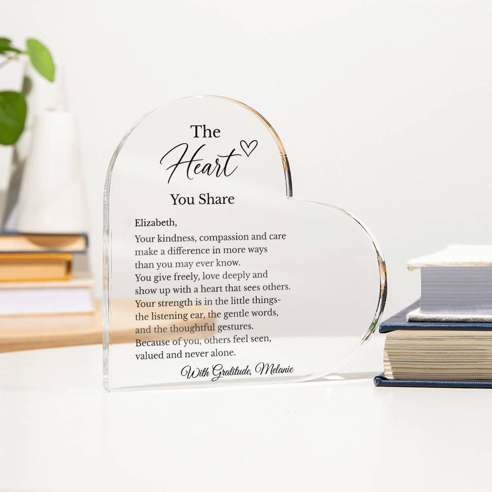 The Heart You Share Gratitude Plaque Gift