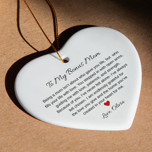 To My Second Mom Ceramic Heart Ornament