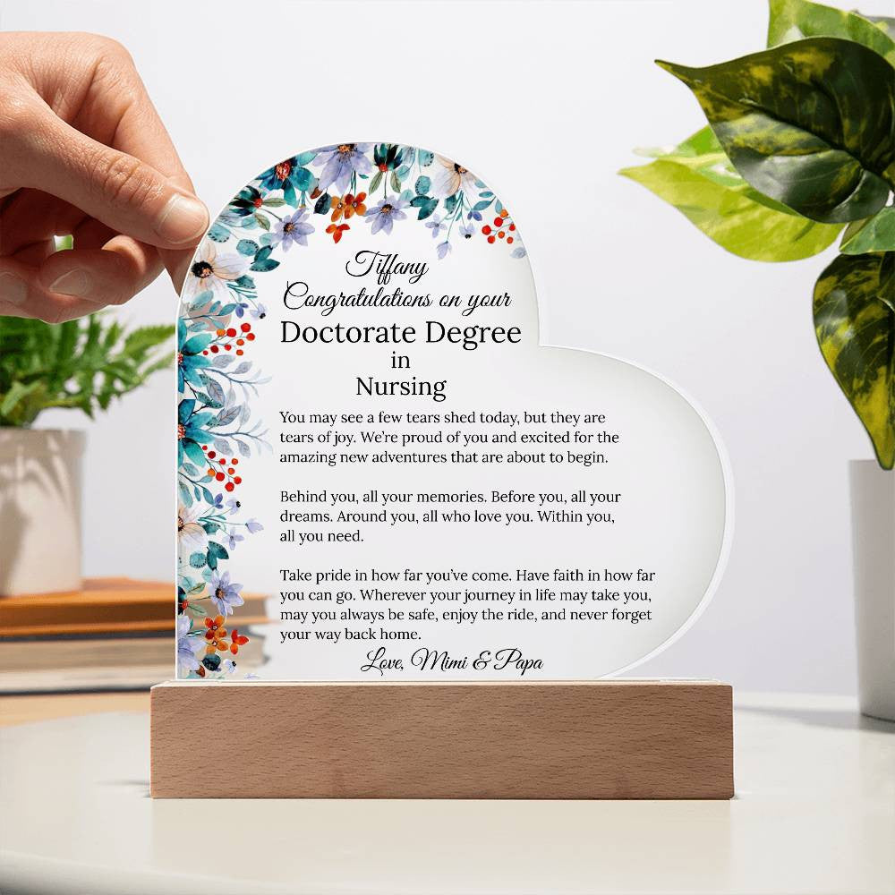 Personalized Doctorate Degree Graduation Plaque