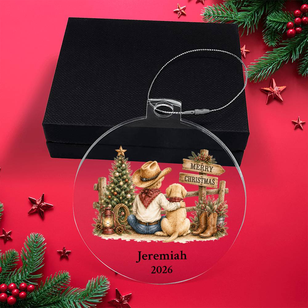 Cowboy Dog Christmas Ornament