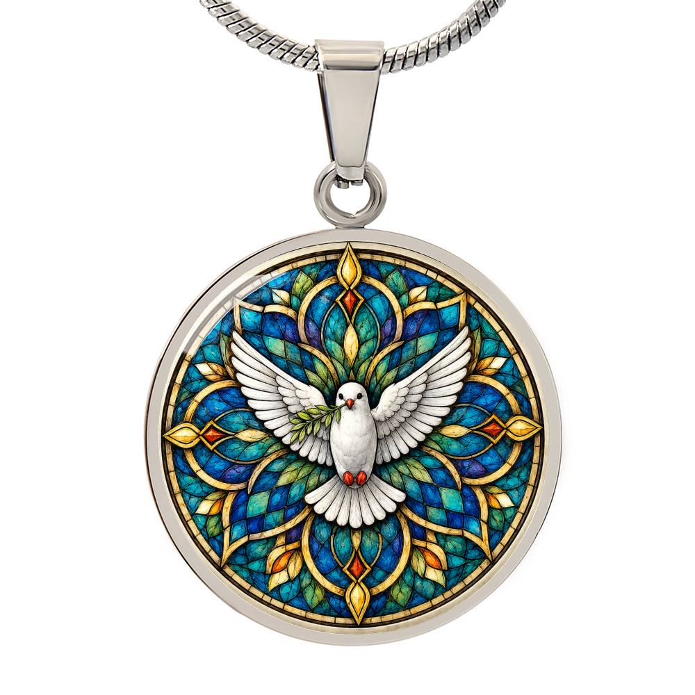 Dove Holy Cross Necklace, Personalized Spiritual Pendant, Memorial Jewelry, Religious Faith Gifts